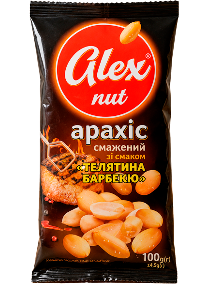 ALEX NUT арахіс смажений зі смаком телятина барбекю 100г