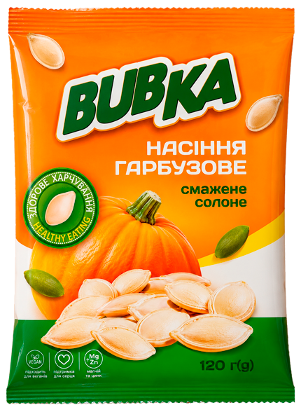 BUBKA насіння гарбузове смажене солоне 120г