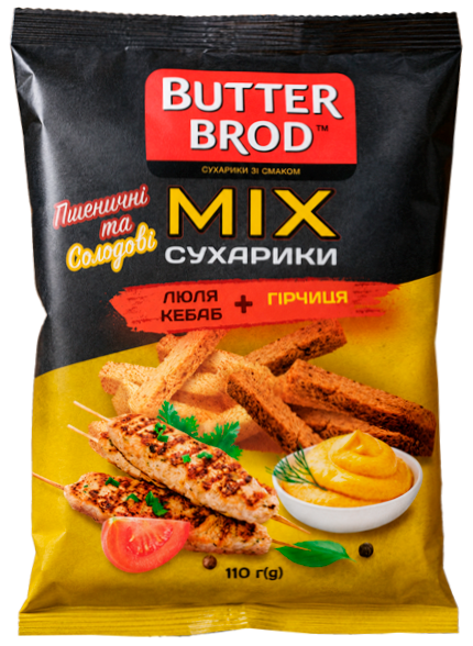 BUTTERBROD MIX сухарики люля кебаб гірчиця 110г