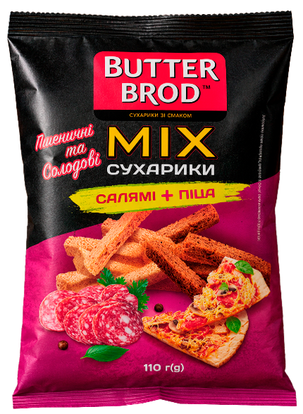 BUTTERBROD MIX сухарики салямі піца 110г