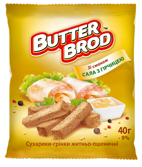 BUTTERBROD житні зі смаком Сала з гірчицею 35г