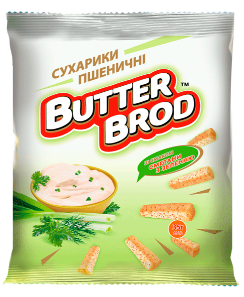 BUTTERBROD пшеничні зі смаком Сметани з зеленню 35г